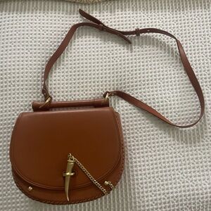 Brown Crossbody Bag with Gold Accent